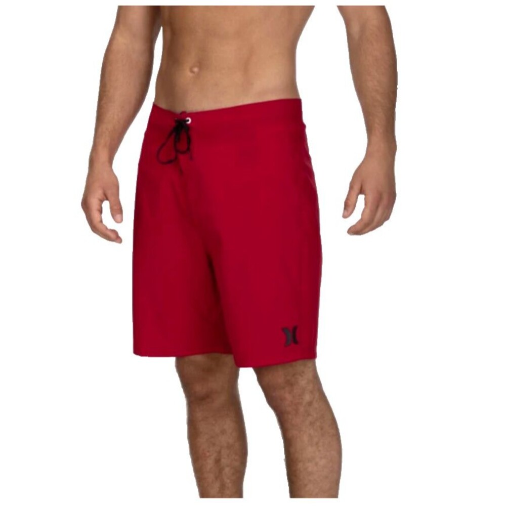 Hurley One & Only Mens Red Board Shorts W32 Swim Trunks Pockets Drawstring 10"